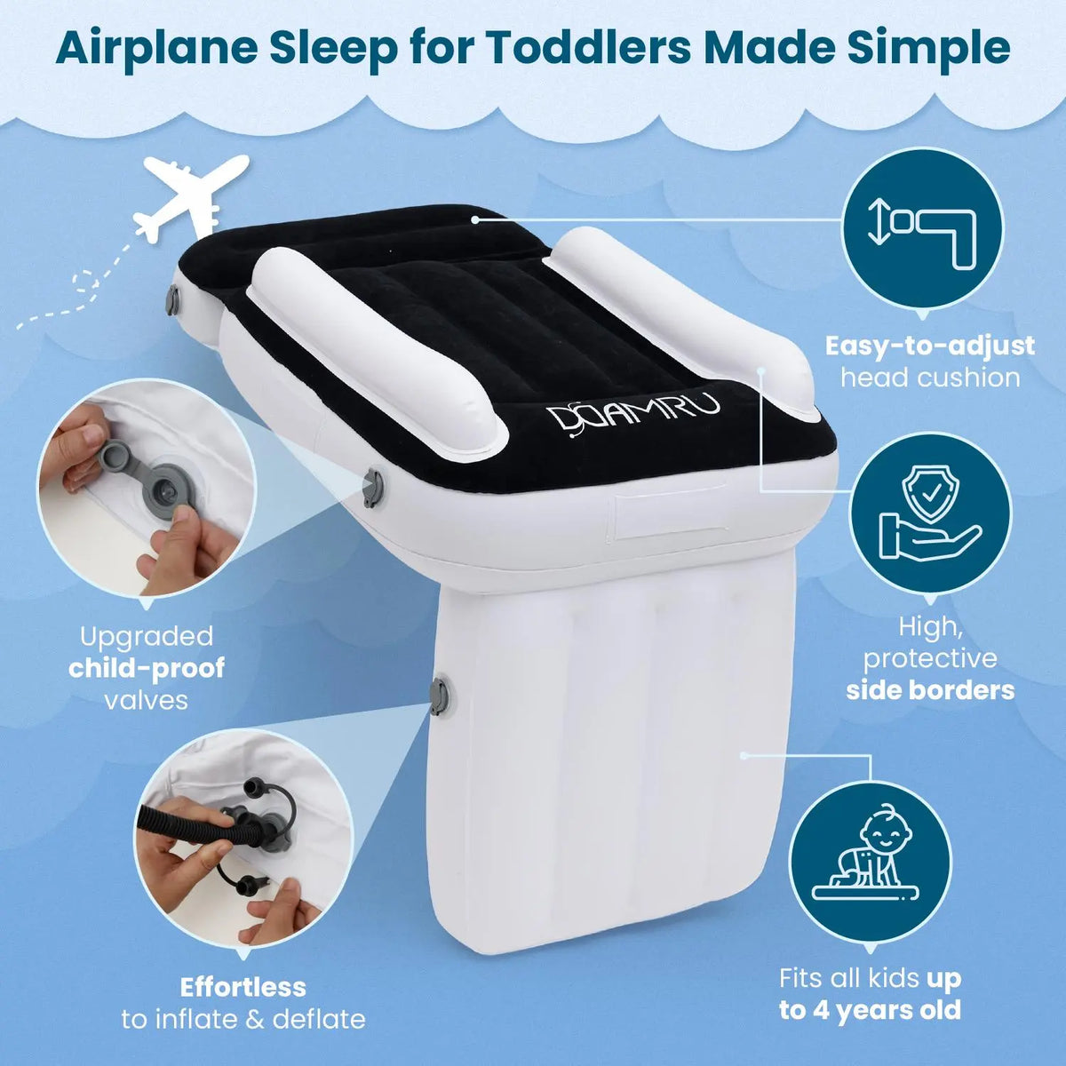 Damru™ - Travel Baby Air Bed for airplane seat damru.ca