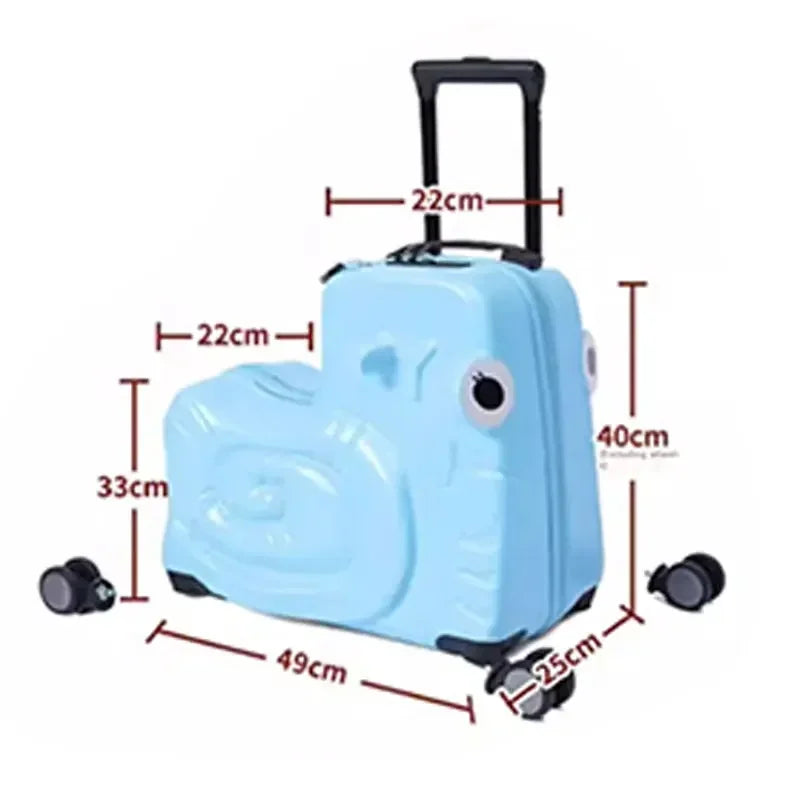 Suitcase with seat for Kids Can Sit and Ride on carry on Luggage Cute Children Travel Suitcase Trolley Case for 2 to 8 year old 20/24 Inch