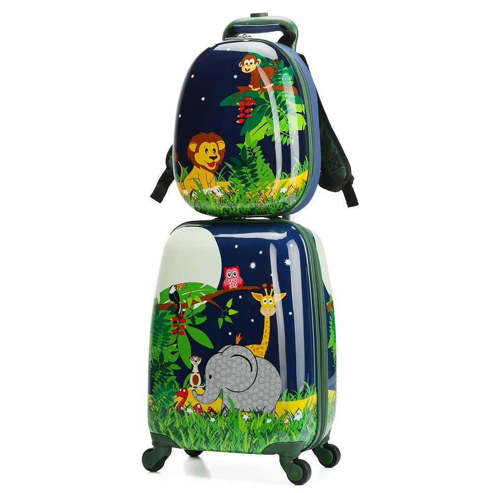 Letrend Cartoon Cute Animal Kids Rolling Luggage Set Spinner Children Suitcases