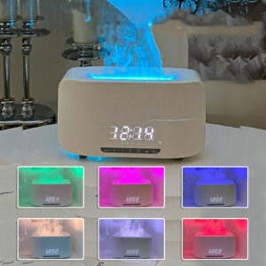 Multifunctional flame humidifier aromatherapy diffuser/ Bluetooth speaker  /  digital display alarm clock