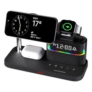 Magnetic 3 in 1 super-fast wireless charger with night light and alarm clock