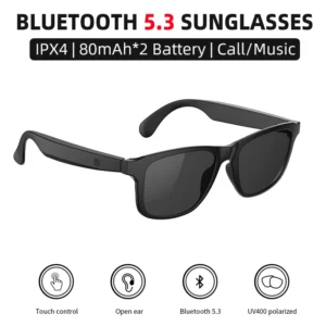 Smart Glasses Bluetooth 5.3 Wireless Headphone UV400 Polarized Open Ear Touch Control