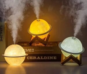 Planet Shape Cool Mist Humidifier – 3D Galaxy Night Light Humidifier with Color Changing LED, Quiet Ultrasonic Aroma Diffuser for Bedroom, Office & Home Décor